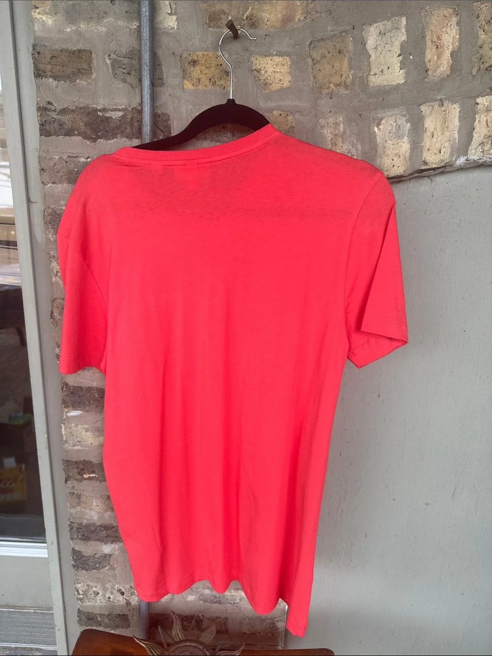Lacoste Men’s V-Neck Tee in Coral
